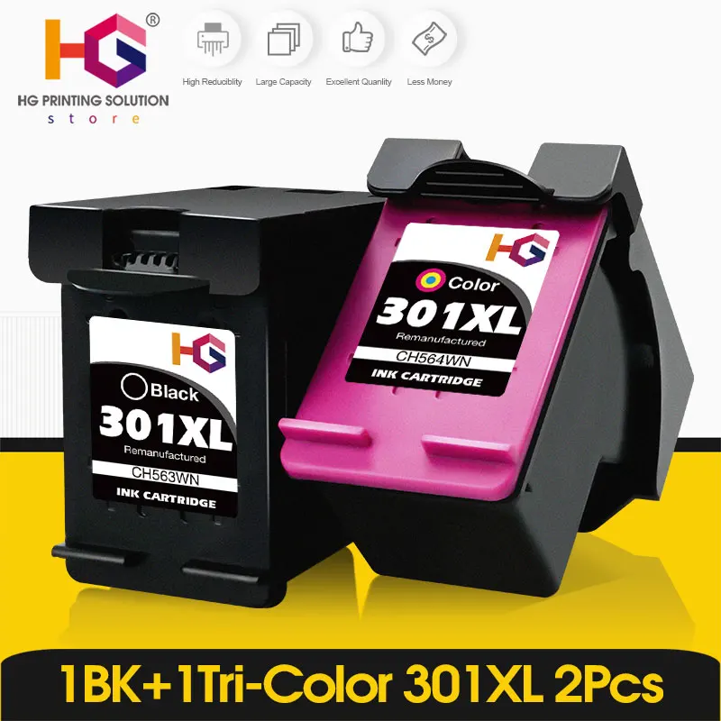 2 шт Замена для HP 301 XL DeskJet Envy Officejet 2050S 2510 2540 3050a 3054 1000 1050 1510 2000 2050 принтер|Чернильные