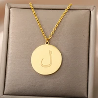 rxsmll initial necklaces for women gold slive color stainless steel necklace arabic letter necklace jewelry bijoux femme 2022