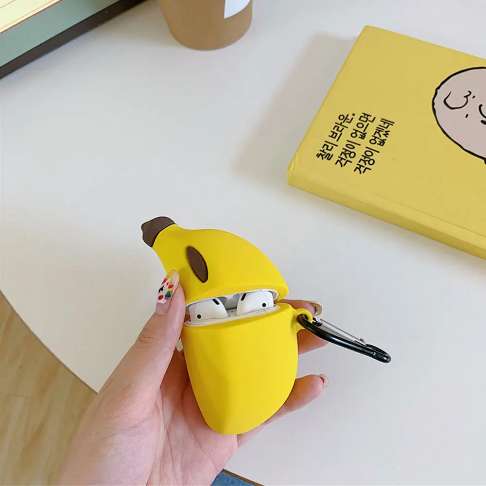 3D Simulated Banana Silicone Protection Headphone Case For Apple Bluetooth Earphone Airpods 1/2 Cover Cases Accessories | Электроника