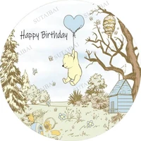story book cute cartoon bear round photography backdrop children birthday baby shower party elastic circle decor banner