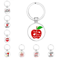 round keychain glass pattern letters thank you teacher key ring teachers day gift time gems glass keychain