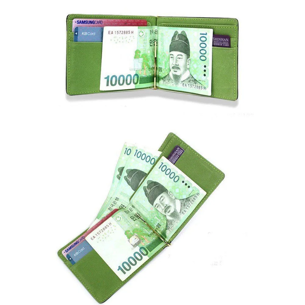 Magic Wallet Money Clip Card ID Slim Light Flip Leather Purse Clamp Money Case With Elastic Band Bifold Business Leather Wallet