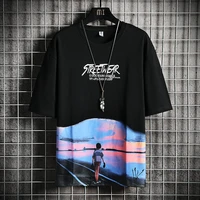 high quality casual mens short sleeve cotton t shirt summer o neck tees for youth printed hip hop streetwear male tops clothing