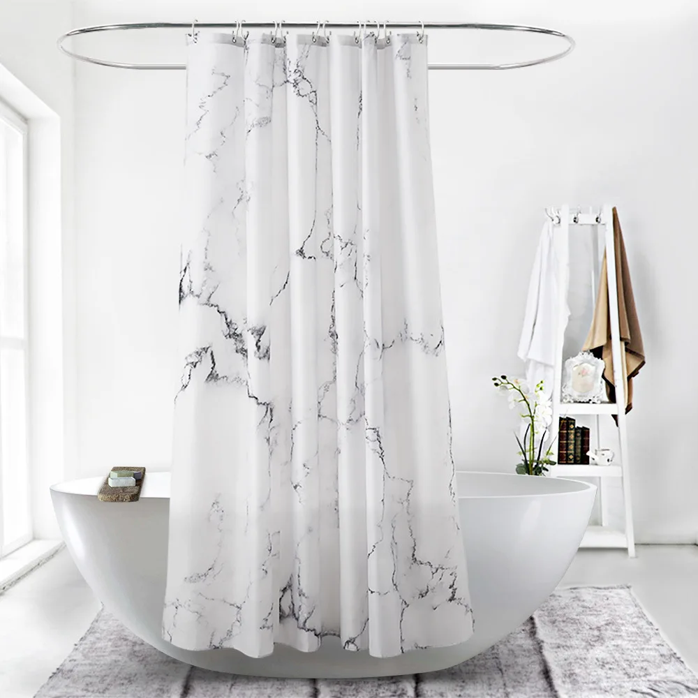 marbling 3d printing shower curtains waterproof white bathroom curtain simple style bathtub insulation home decor with 12 hooks free global shipping