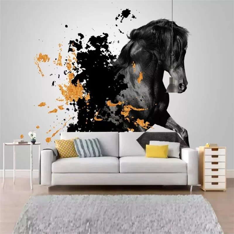 Wellyu индивидуальные большие фрески Мода обустройство дома чернила лошадь простые