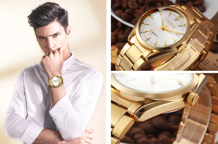 

CHENXI 2021 Top Brand Luxury Watches Men Golden Business Casual Quartz Wrist Watches Man Waterproof Full Steel Relogio Masculino