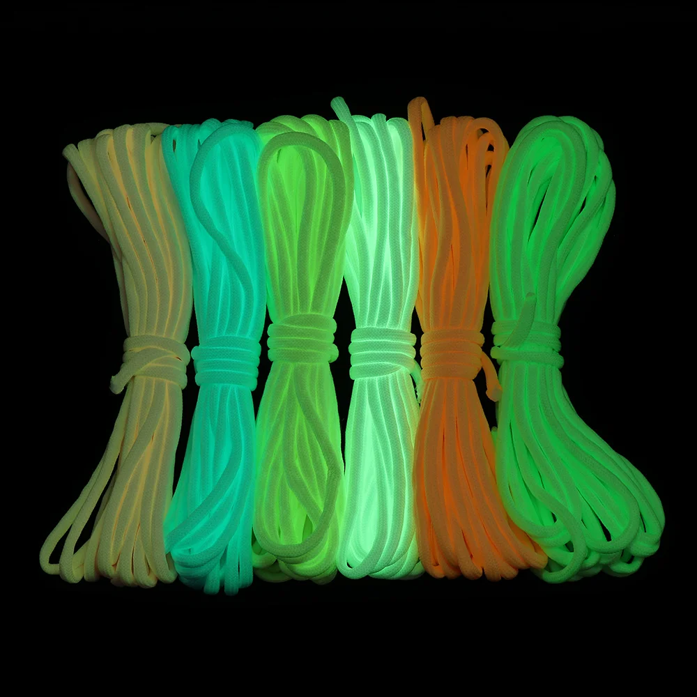 High quality 550LB Survival Paracord Luminous Rope Camp Glow Paracords Lanyard Ropes Camping Equipment 7Strands Paracord Cords