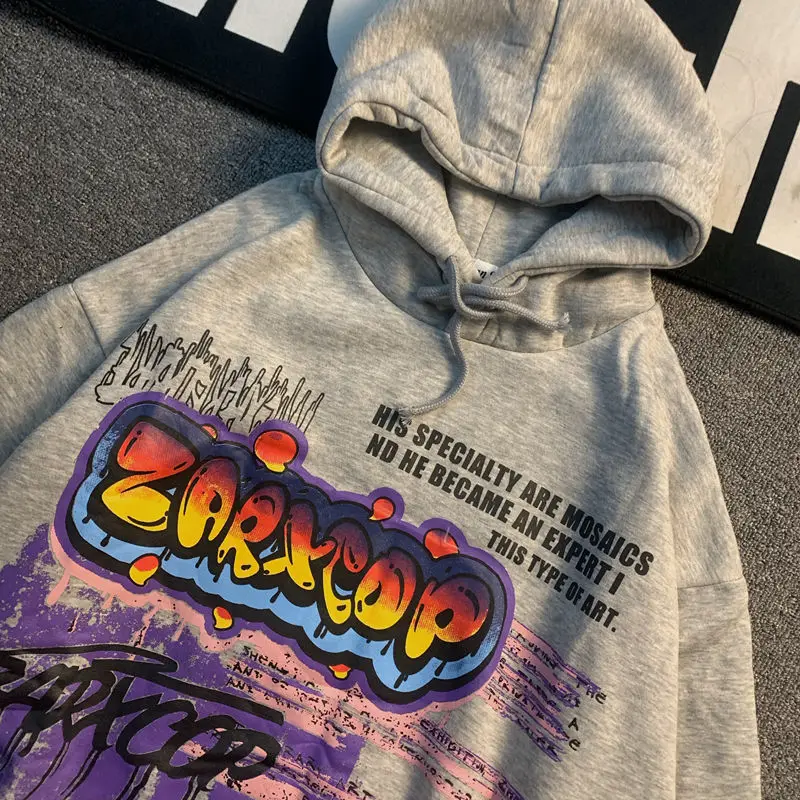 Худи в стиле Харадзюку С надписью и графическим рисунком граффити уличная одежда