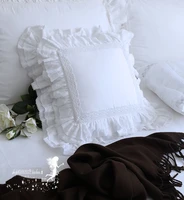 korean 100 cotton solid white cushion covers ruffles cake layers pillow cases princess romantic pink lace pillow covers