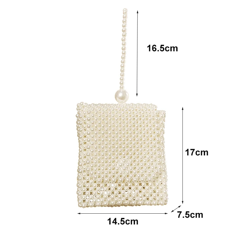 

Acrylic Handmade Beaded Mini Handbag Women's Shoulder Messenger Bag for Party Luxury Weave Solid Color Crossbody Bag ZD1726
