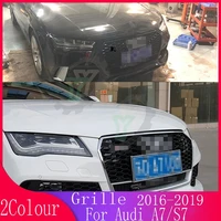 for rs7 style sport hex mesh honeycomb hood grill for audi a7s7 2016 2017 2018 2019 car accessories front bumper racing grille