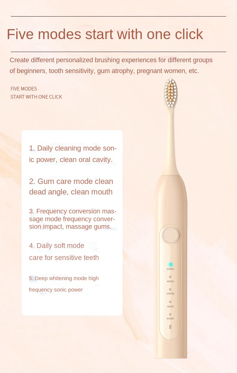 Беспроводная звуковая электрическая зубная щетка es для взрослых полностью