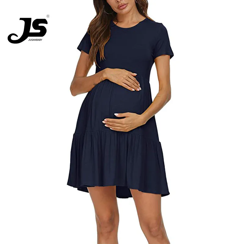 

Платье jusanbaby для беременных женщин платья для беременных Одежда для мам лестная Одежда для беременных с овальным вырезом и боковыми рюшами ...