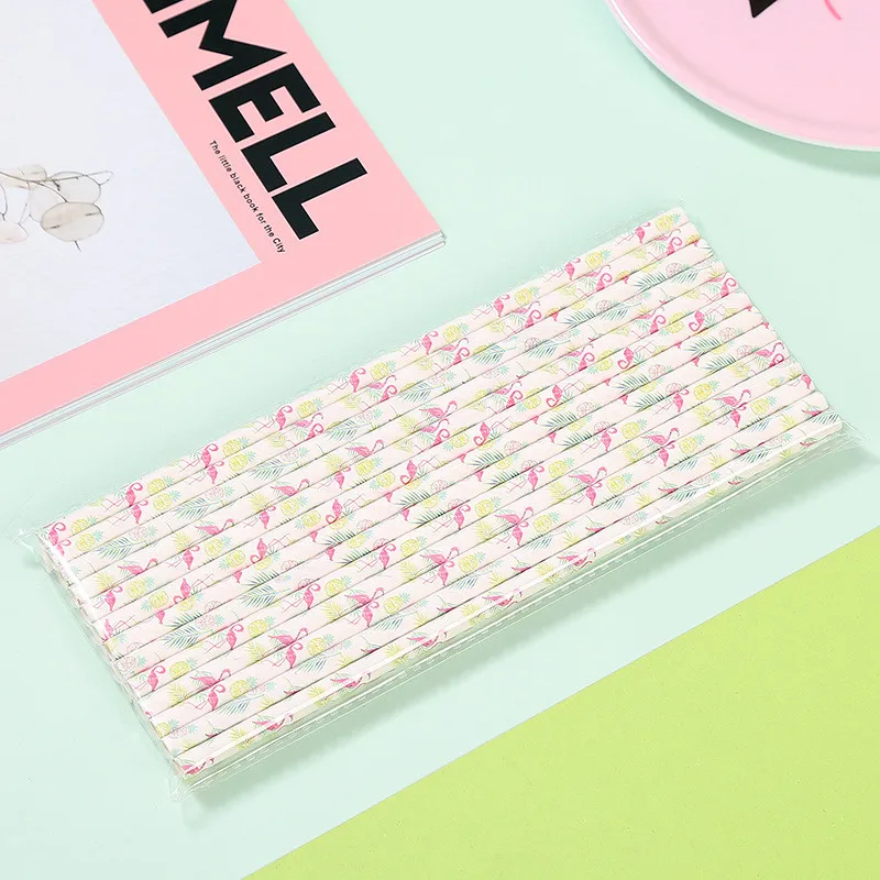 25 шт. соломинки для напитков голубое золото розовый Фламинго одноразовые