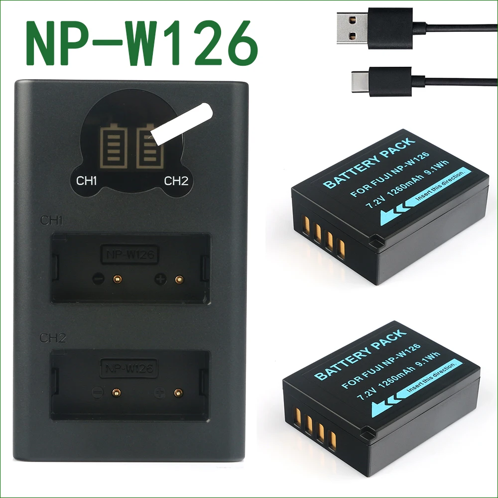 Комплект из 2 предметов NP W126 W126S Камера аккумулятор и двойной Зарядное устройство