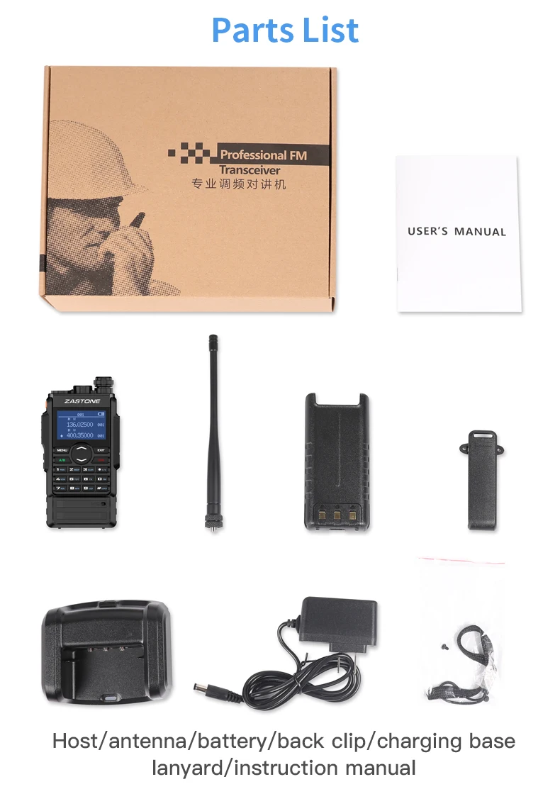 zastone m7 walkie talkie vhf uhf portatile radio 5w walkie talkie 2600mah battery two way radio fm ham 136 174 400 480mhz free global shipping