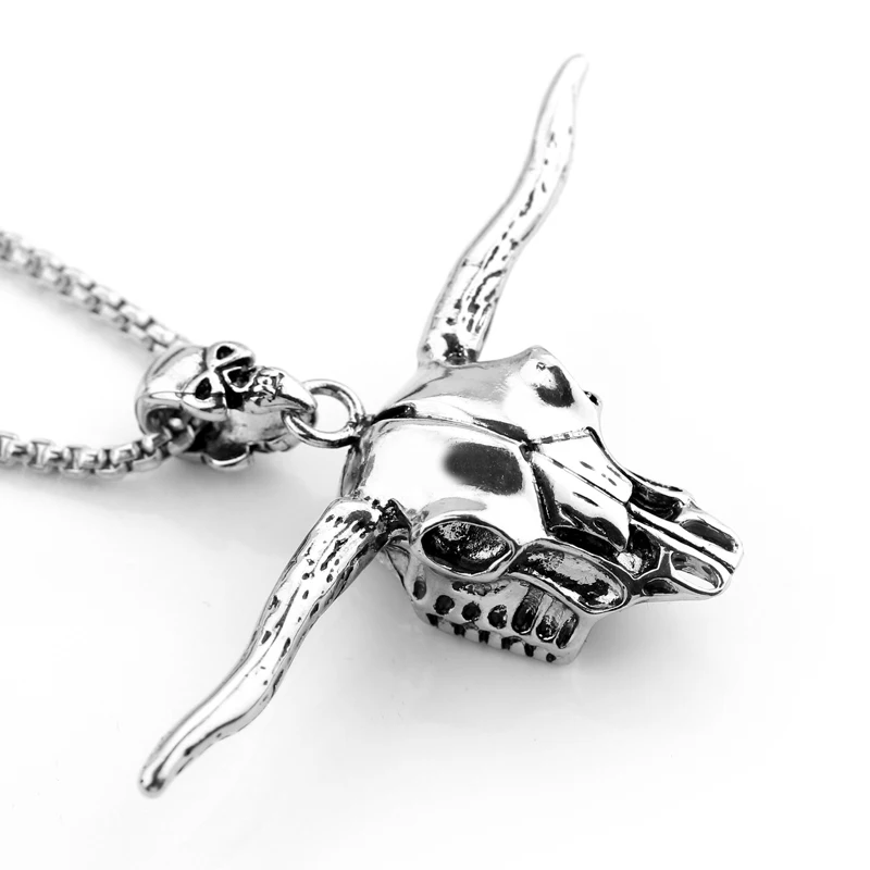 sheep skull Baphomet перевернутая голова козла пентаграмма кулон ожерелье Baphomet LaVeyan LaVey сатанинские оккультные панк ожерелья для мужчин - Окраска металла: sheep skull