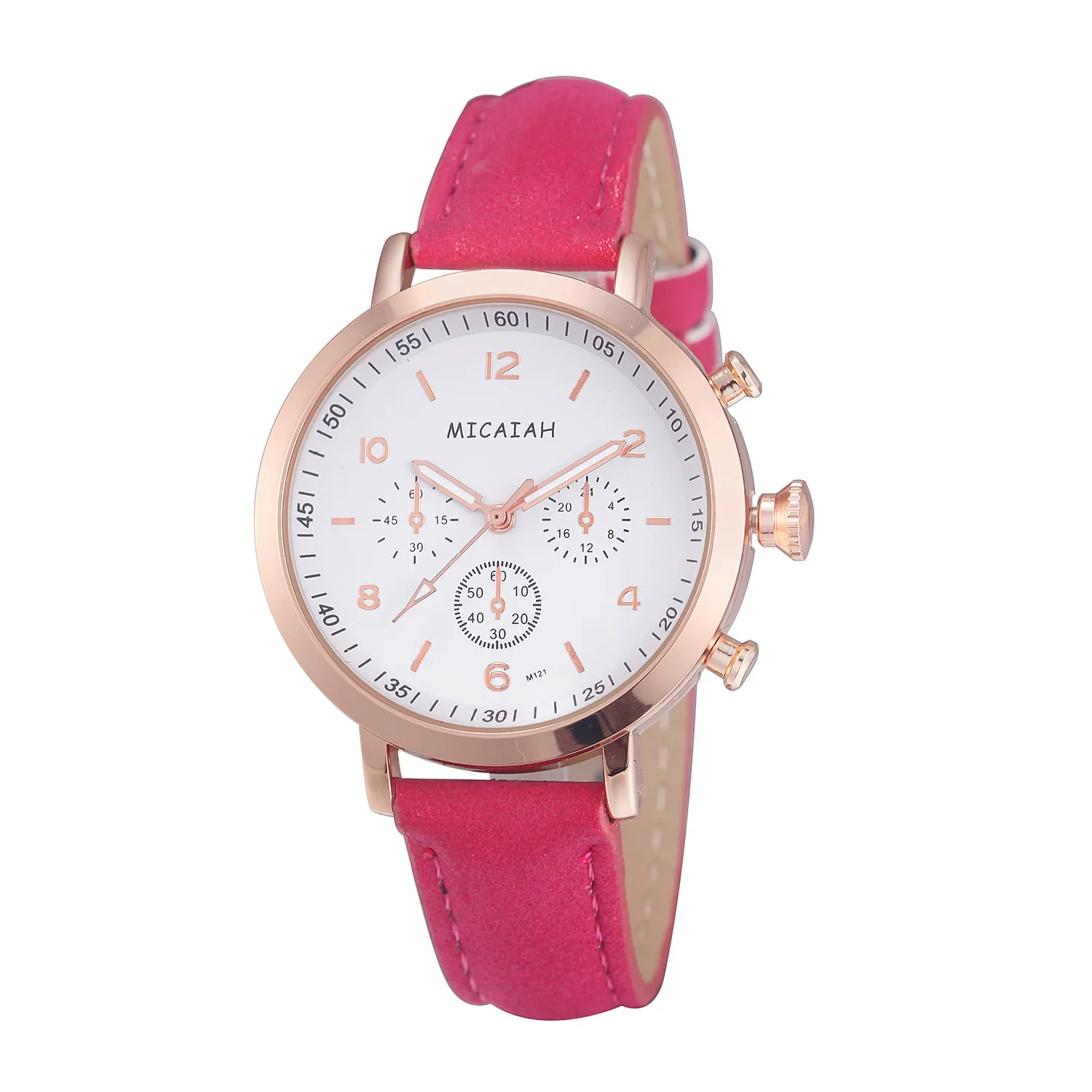 Элегантные женские часы модные кожаный ремешок кварцевые Женева Розовое золото