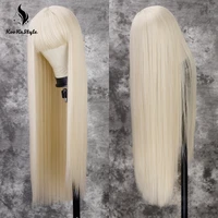 blonde wigs synthetic long straight wigs with bangs blonde cosplay wig hair for black women natural blonde lolita wig party hair