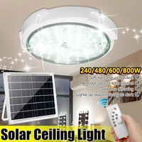 800w led solar ceiling light solar panel light 3 colors indoor outdoor with remote light control waterproof led ceiling light