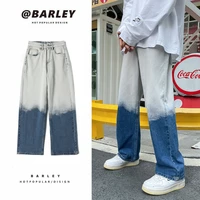 gradient baggy jeans men fashion casual wide leg jeans men streetwear loose hip hop straight denim pants mens trousers s 2xl