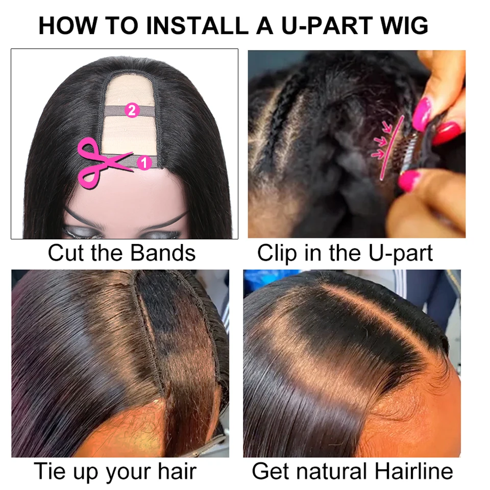 Бразильский парик с U образной кутикулой парики из человеческих волос для черных