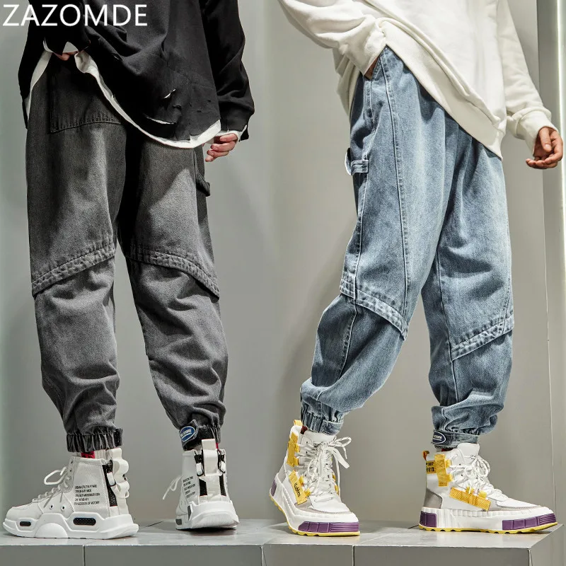 

ZAZOMDE Newly Fashion Designer Men Jeans Loose Fit Spliced Designer Denim Cargo Pants Japanese Vintage Hip Hop Jeans Men Joggers
