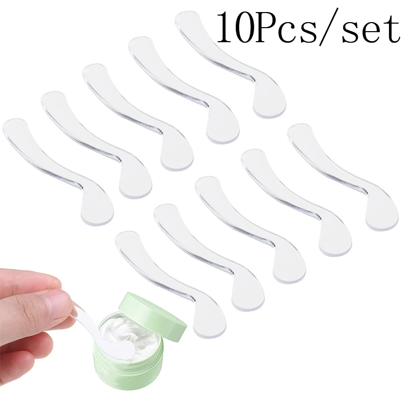 10Pcs Transparent Plastic Mask Spoon Cosmetic Spatula Stick DIY Face Beauty Makeup Tool | Красота и здоровье