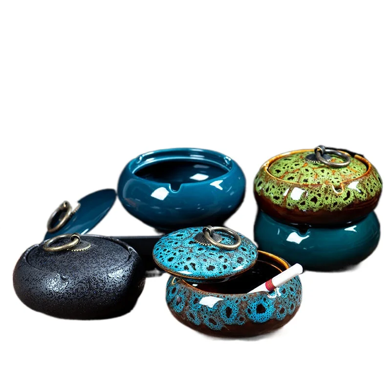 Ashtrays Gift for Boyfriend Creative Desk Home Accessories Ash Tray with Lid Ceramic