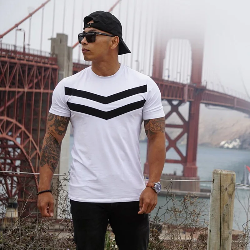 Мужская Летняя модная футболка для фитнеса уличная спортивная бега скалолазания