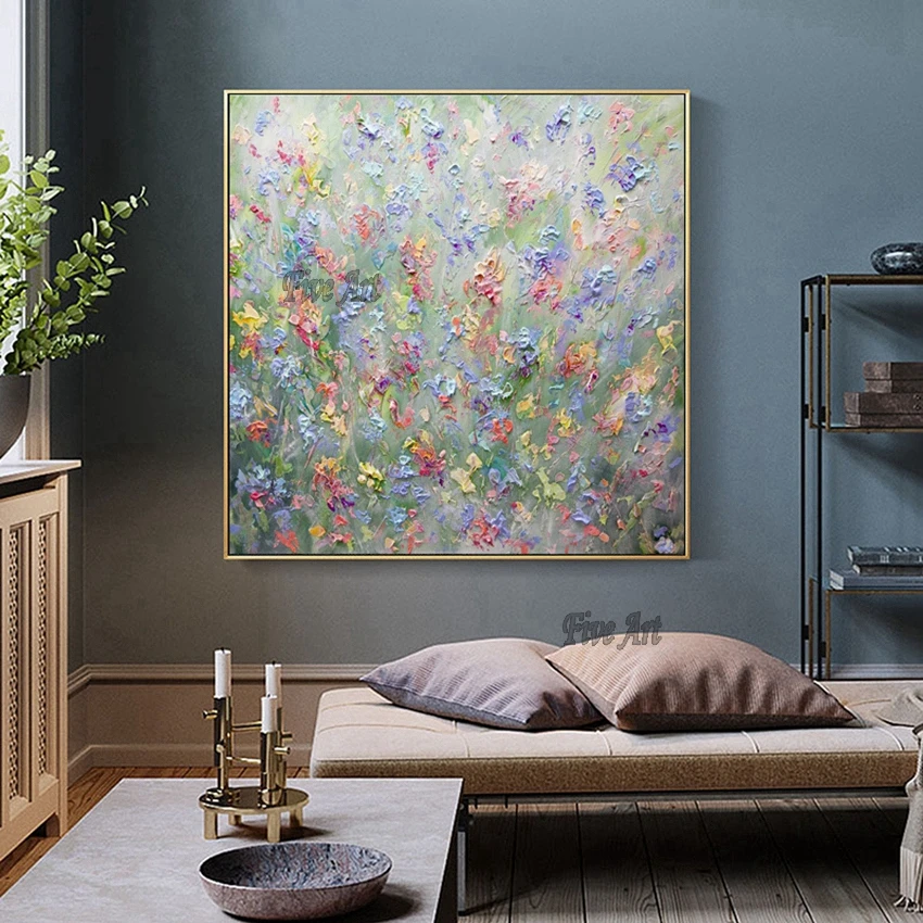 Палитра с ножом абстрактная 3D текстура холст картина маслом без рамки красочная