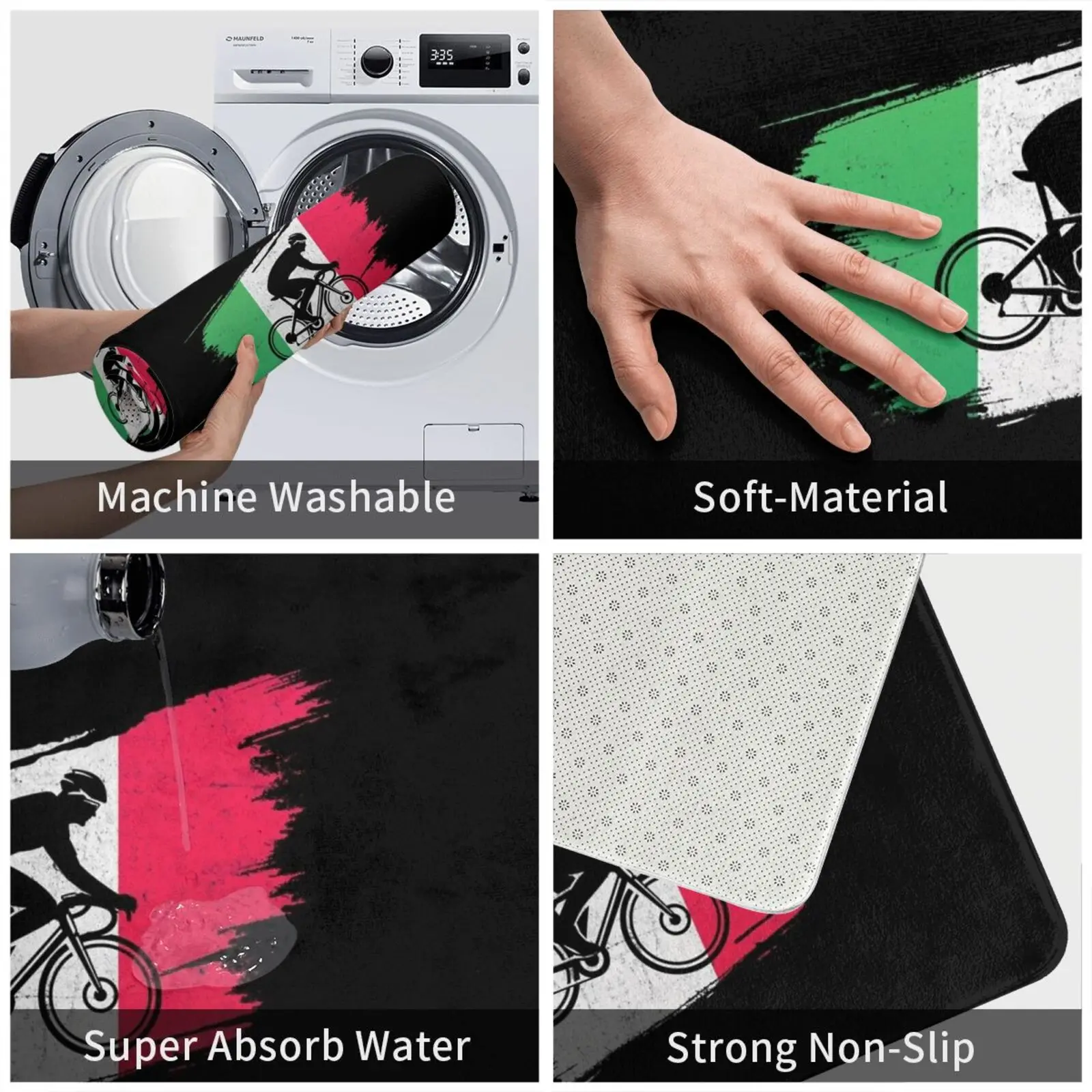 Дорожный велосипедист с итальянским флагом винтажный коврик подушка велосипед