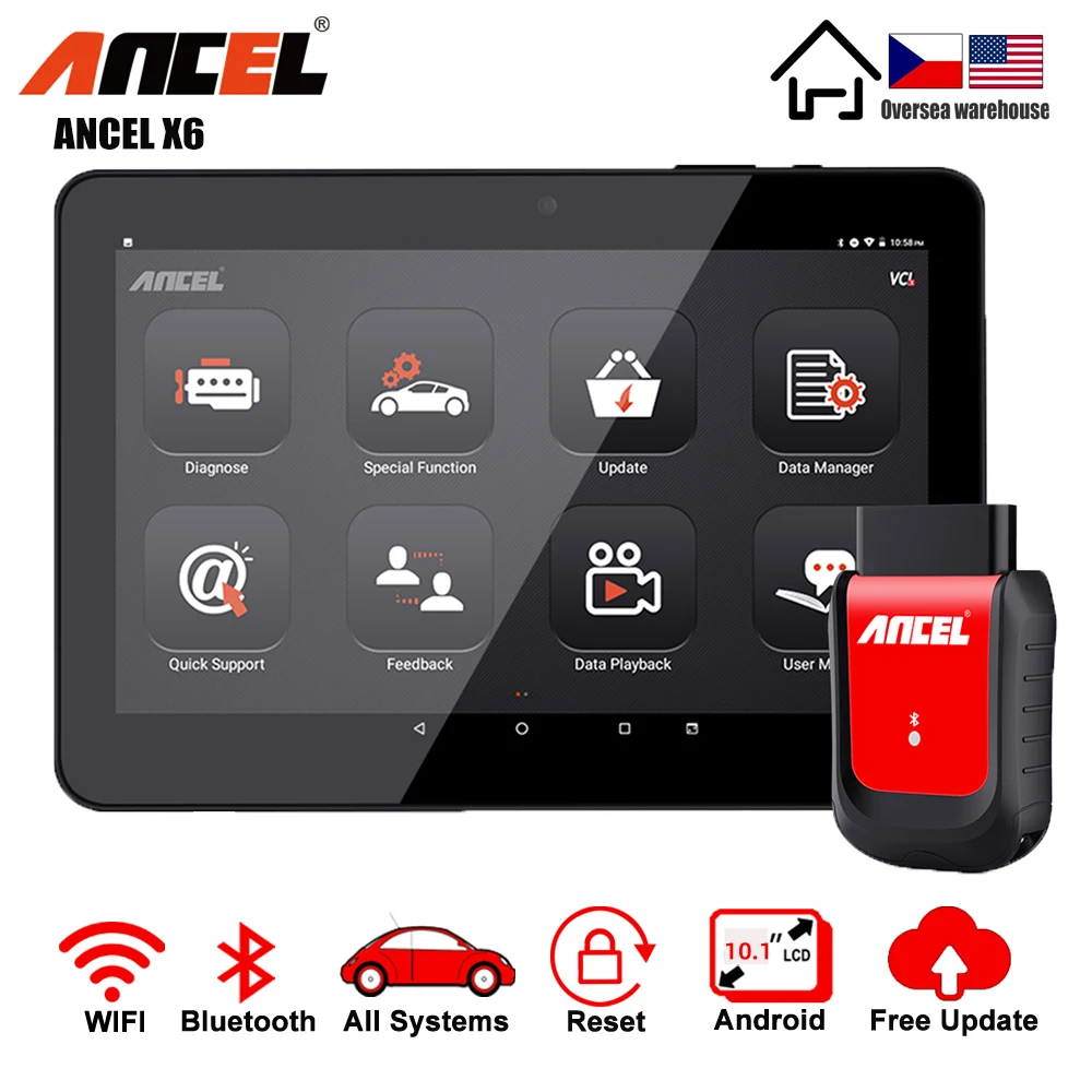 ANCEL X6 OBD2 автомобильный сканер полная система считыватель кодов ABS подушка безопасности масло EPB DPF дроссельная заслонка сброс OBD Автомобильный диагностический инструмент