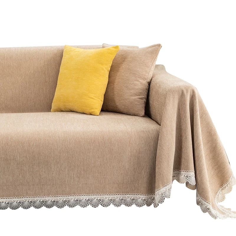 

Solid Color Elastic Sofa Cover Towel Thicken Chenille Anti-slip Sofa Cushion for Living Room Couch Covers Dust Protect Slipcover