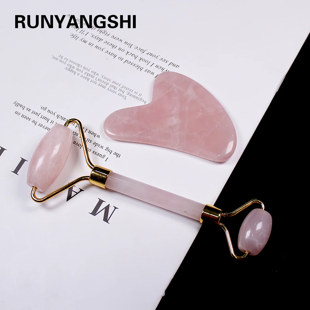 Массажер натуральный кварцевый полудрагоценный из розового кварца с зеленым