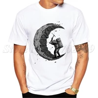 2019 newest fashion digging the moon design men t shirt summer short sleeve casual tops hipster tee shirts