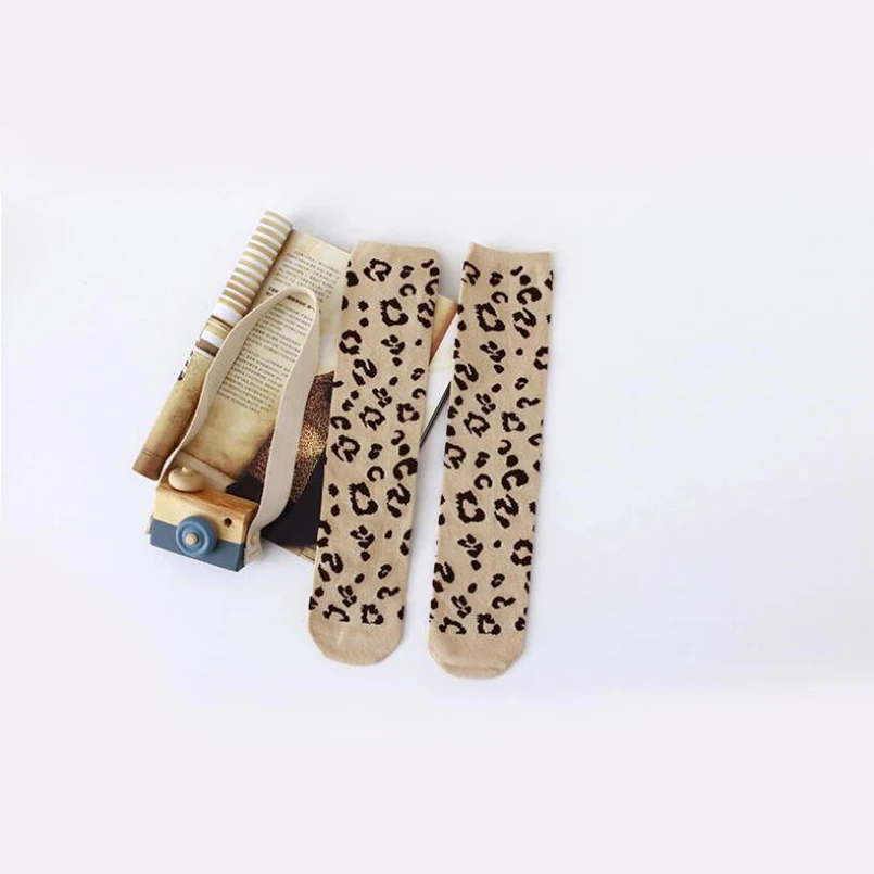 Носки для девочек 2 12 лет классные до колена с леопардовым принтом высокие гольфы