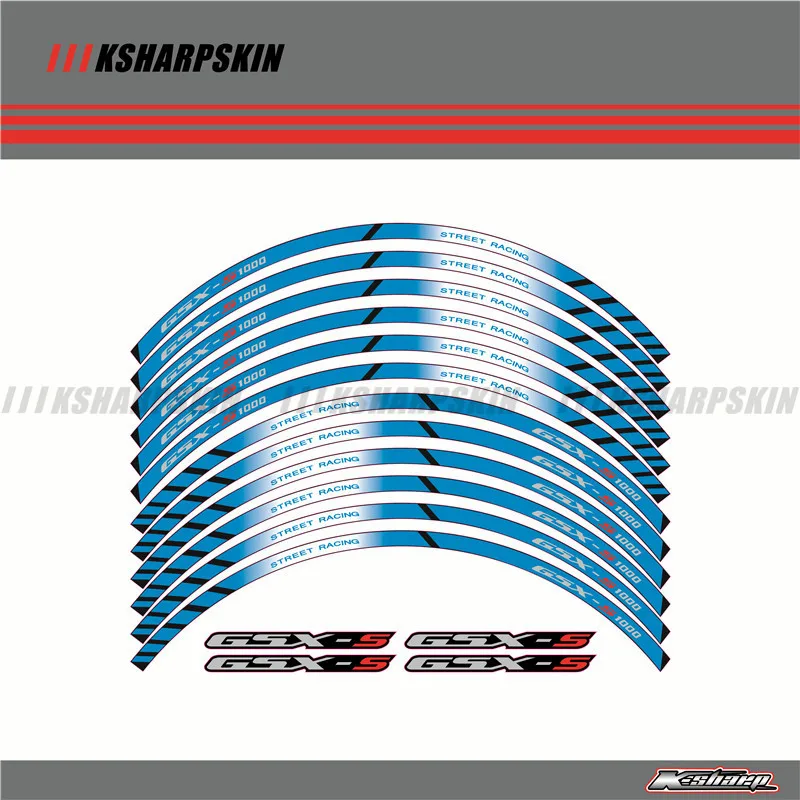 12 X Thick Edge Outer Rim Sticker Stripe Wheel Decals FIT SUZUKI GSXS1000 GSXS1000F 17'' | Автомобили и мотоциклы