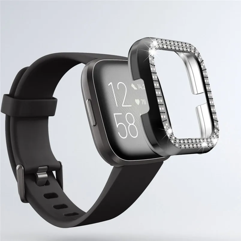 Case Cover Shell For Fitbit versa 2 Ultra-Slim Luxury Bling Crystal Screen Protector Watch Wristband Accessories | Электроника