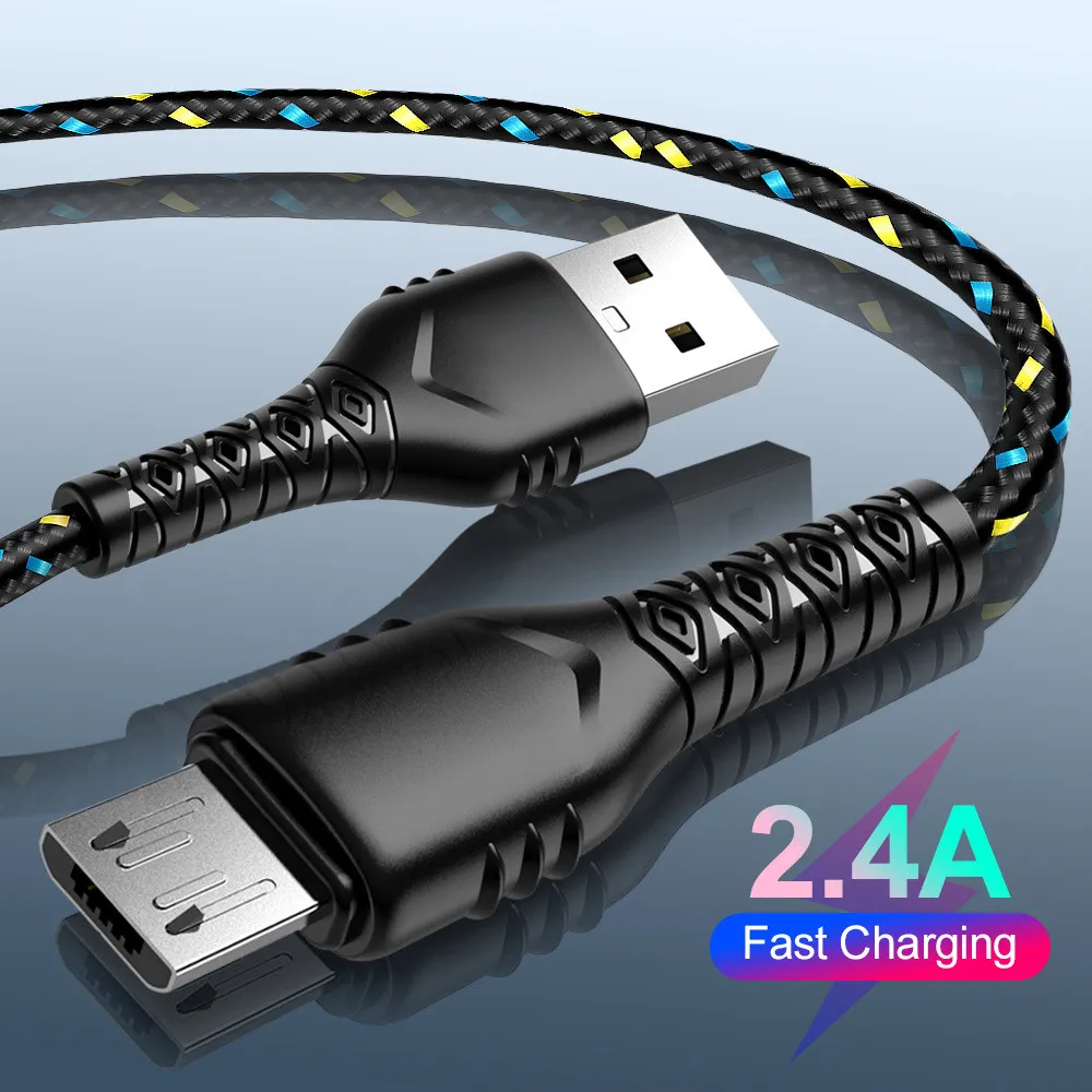 Микро USB кабель для передачи данных Samsung 2.4A Type C быстрой зарядки Мобильный телефон