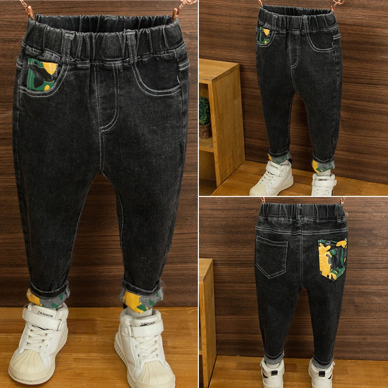 Модные детские джинсы брюки для маленьких мальчиков штаны девочек с рисунком