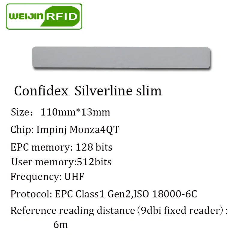 Ультратонкая метка UHF RFID confidex silverline slim 915m 868m Impinj M4QT EPC 20 шт. бесплатная доставка