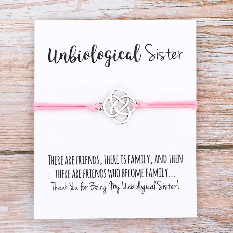Небиологический браслет с пожеланиями сестры дружбы узелком для женщин мужчин