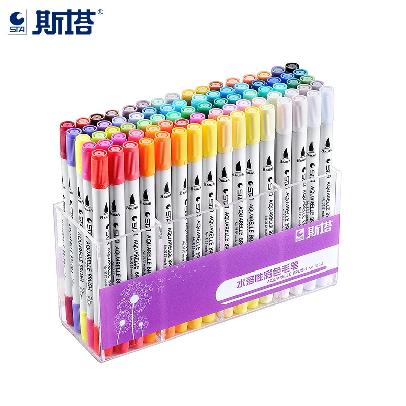 

Pincel para colorir aquarelle, caneta com ponta solÃºvel para agulha de 48/80mm e delineador micron, 12/24/36/0.4 cores caneta