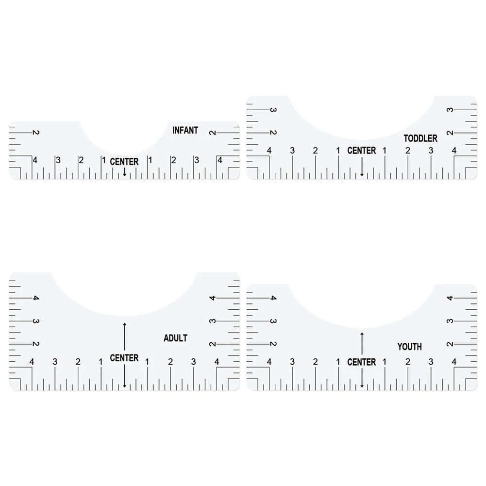 4PCS T-Shirt Alignment Ruler Centering Tool Placement Graphic Guide Tough Printed Design Fashion With Size Chart | Дом и сад