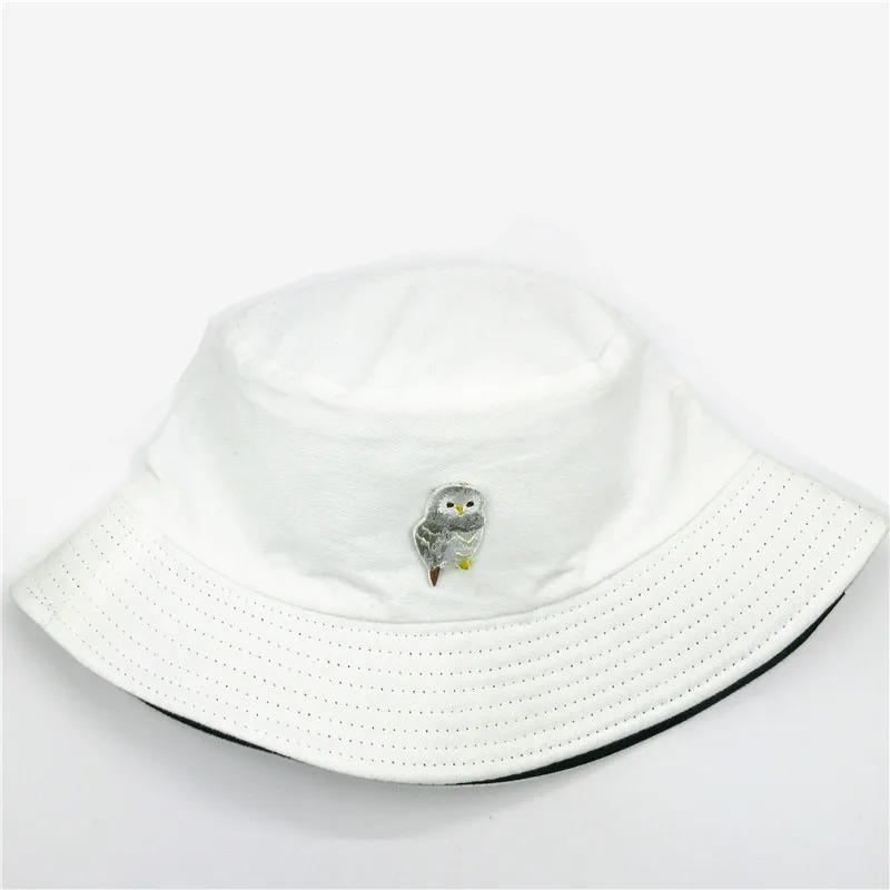 

owl embroidery cotton Bucket Hat Fisherman Hat outdoor travel hat Sun Cap Hats for kid men Women 89