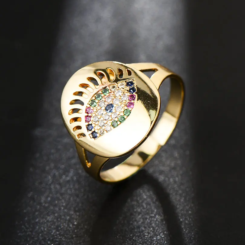 gold Pipitree Открытое кольцо для глаз дьявола для женщин золотого цвета овальной формы циркониевое кольцо CZ женское Злой Глаз Bague хрустальные ювелирные изделия регулируемые - Цвет основного камня: gold