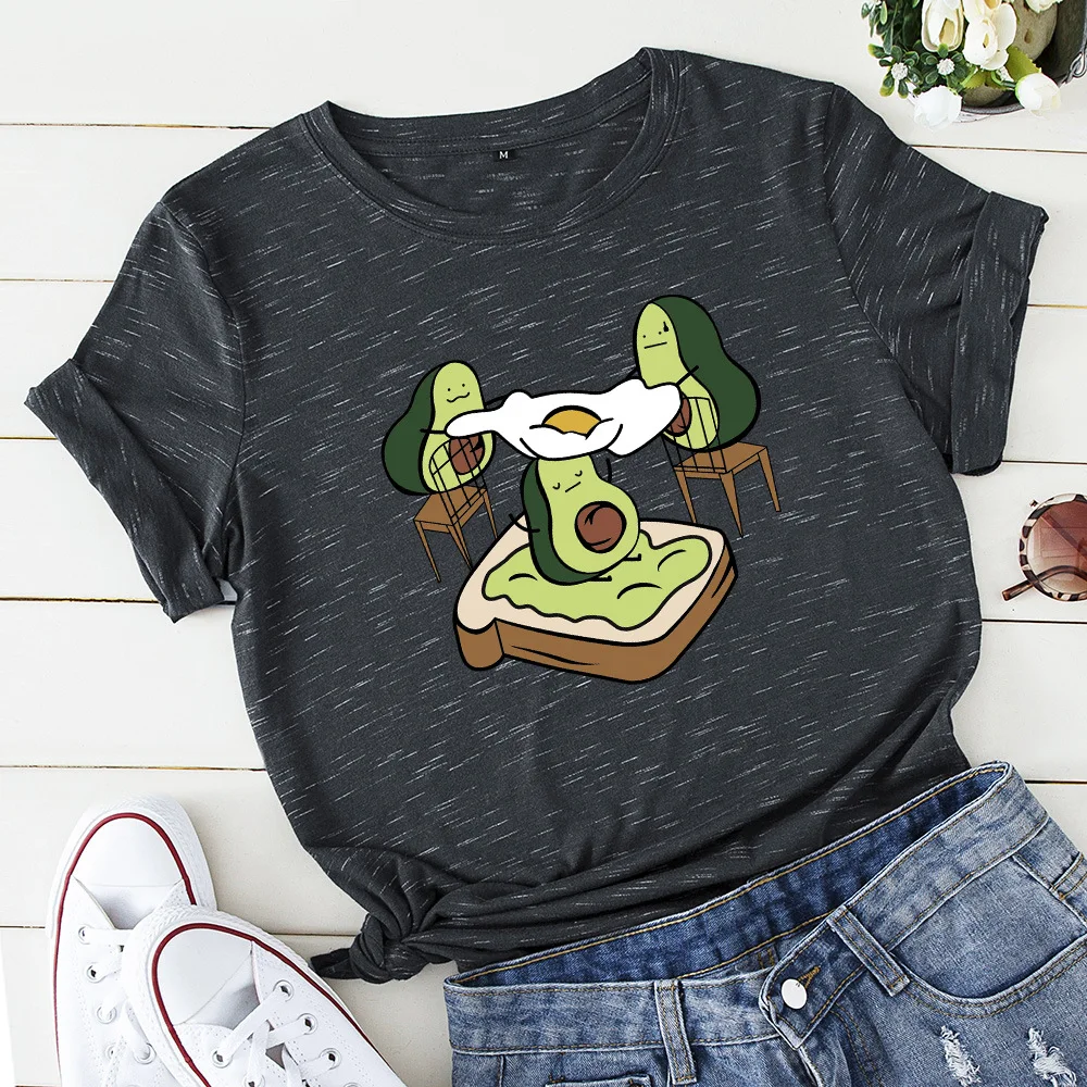 Футболка женская дышащая с коротким рукавом и принтом авокадо 100% хлопок | Женская