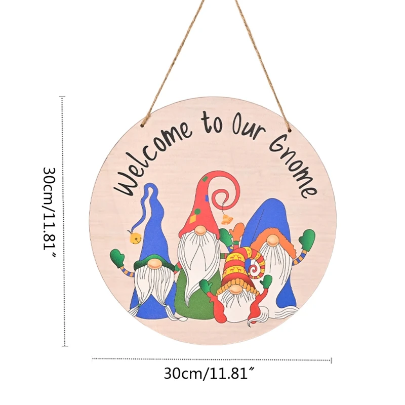

Colorful Gnome Round Wooden Front Door Hanger Decor Dwarf Family Entryway Wall Hanging Craft Handcrafted Farmhouse wholesales