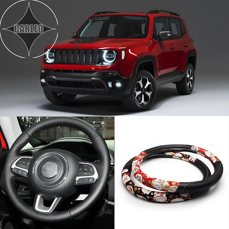 

Auto Car Steering Wheel Cover Universal for JEEP Series Model PU Leather Japan Classic Yamato Ukiyoe Style Pattern Holder
